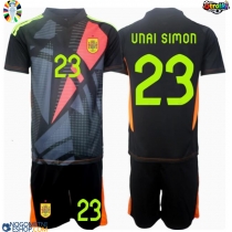 Otroški Nogometni dresi Španija Unai Simon #23 Vratar Gostujoči EP 2024 Kratek Rokav (+ Kratke hlače)